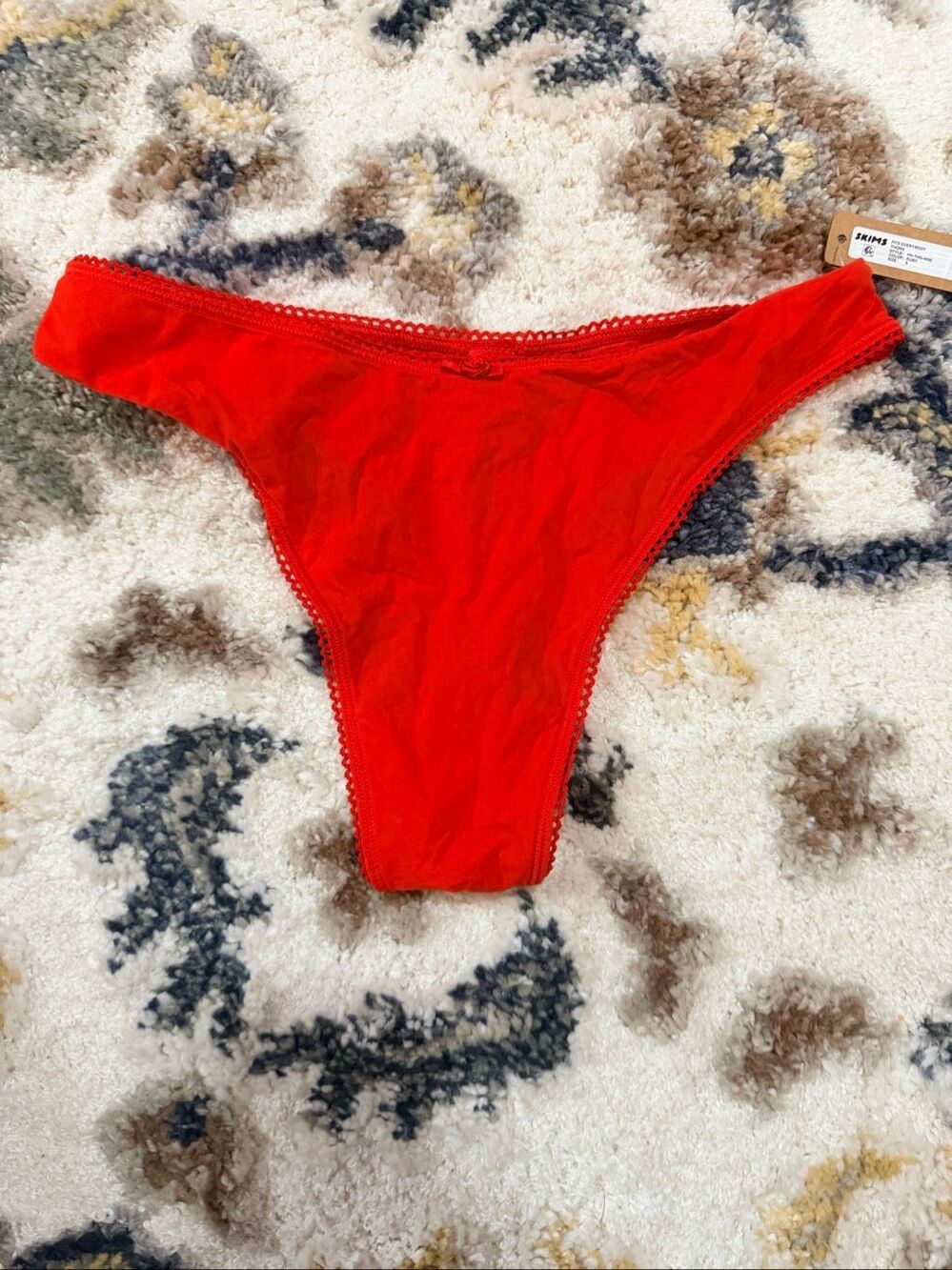 SKIMS Fits Everybody Thong Ruby Red Size S NWT Womens Panty Underwear Seamless